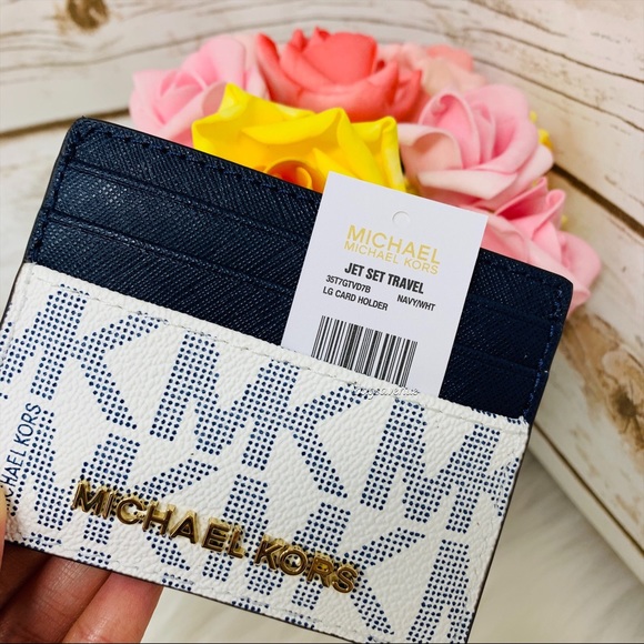 Michael Kors leather navy card holder blue white - Picture 5 of 6
